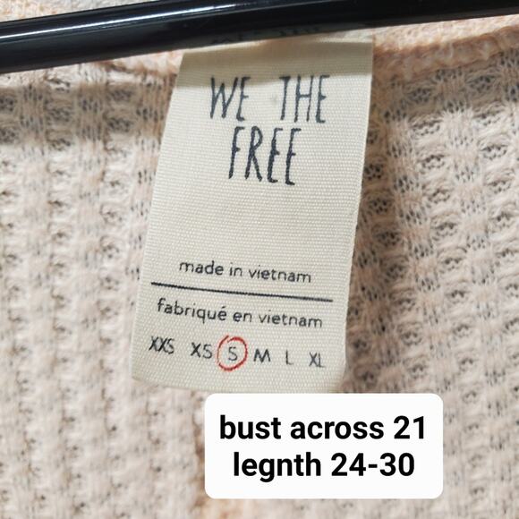 Free people We the Free Light peach Catalina waffle knit rounded hem top S Small - Picture 4 of 4